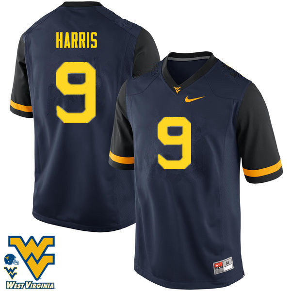 Men #9 Major Harris West Virginia Mountaineers College Football Jerseys-Navy - Click Image to Close
